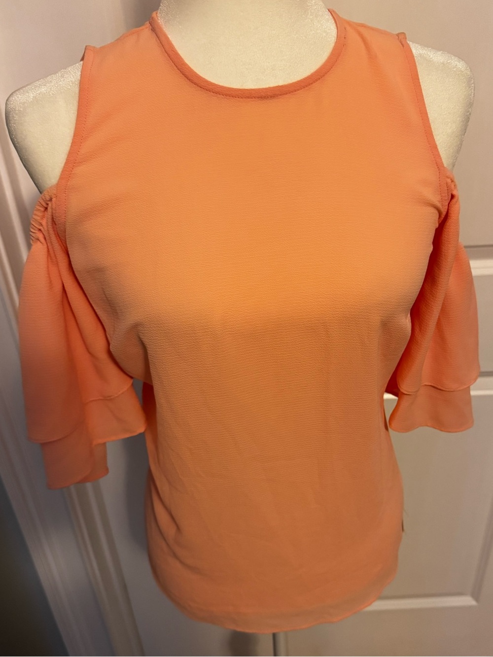 Michael Kors Peach Cold-Shoulder Ruffle Tunic